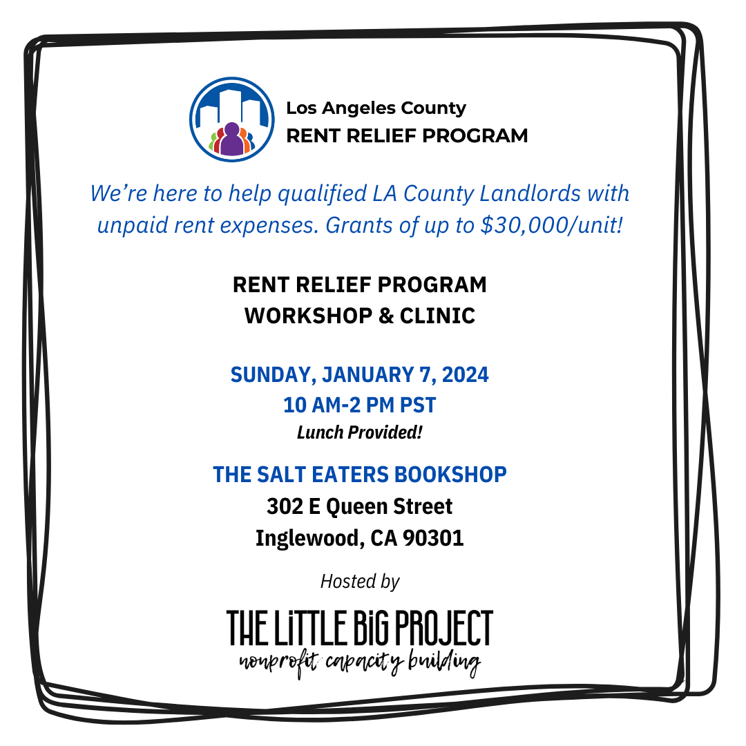 LA County Rent Relief Program Workshop & Clinic Event Flyer